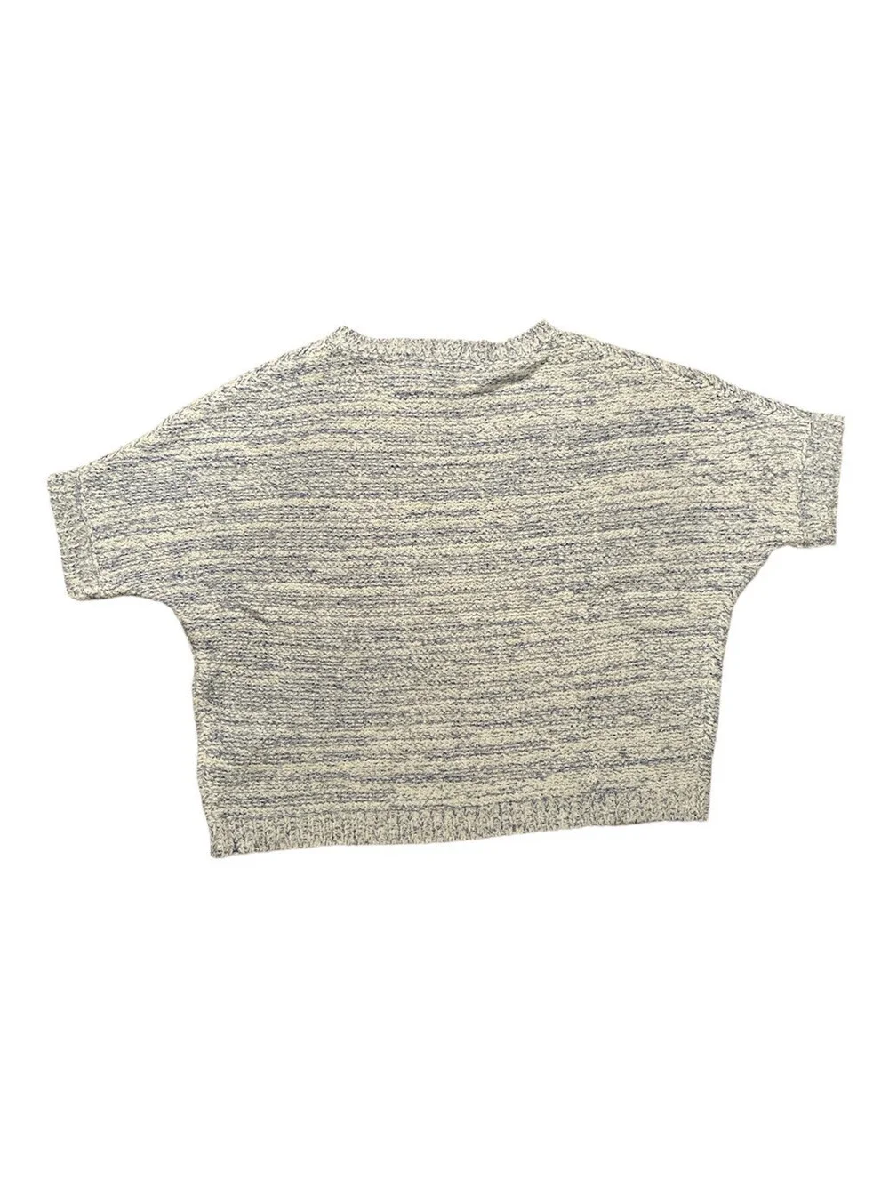 Pepaloves Womens Crop Sweater Blue Heathered Short Sleeve Crew Neck S New W Tags
